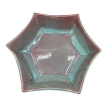 Vintage West Coast Pottery 12” Star Shaped #616 Pale Green &amp; Pink Serving Bowl - £24.32 GBP