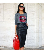 Lambskin Stylish Women&#39;s Skirt Black Handmade Leather Genuine Party Wear... - $120.00+