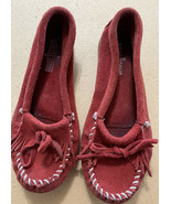 MINNETONKA Red Suede Moccasins Women&#39;s Sz 8 LOW $ - $373.15 MXN