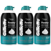 Pack of 3 New Gillette Foamy Shave Foam Sensitive 11 Ounce - £17.69 GBP