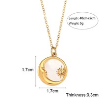 Natural Mother Of  Casting Moon Star Circle Coin Necklace For Woman 18K Gold Pla - £13.66 GBP