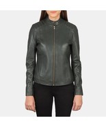 Kelsee Green Black brown  maroon Leather Biker Jacket - $156.00