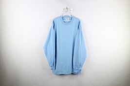 Vtg 90s Streetwear Mens 2XL Faded Blank Long Sleeve T-Shirt Carolina Blue USA - £31.11 GBP