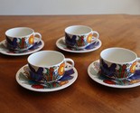 Lot of 4x Villeroy &amp; Boch ACAPULCO Flat Cups with Saucers 3.5&quot; Dia Birds... - £63.26 GBP