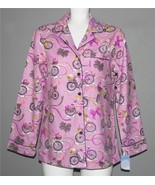 Nick &amp; Nora WINTER BIKES Retro Bicycles Baskets Bows Gifts Pajama TOP Wm... - $504.01 MXN