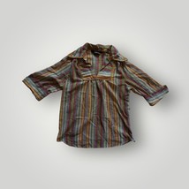 Womens Blouse Shirt Striped 1970&#39;s - $24.74
