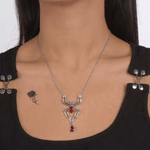Red Crystal &amp; Silver-Plated Spider Pendant Necklace - £11.18 GBP