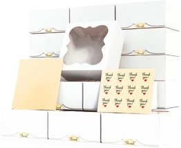 30 Pack 6x6x3 Bakery Boxes with Window Small Cookie Boxes for Gift Giving Treat  - £29.07 GBP