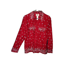 Quaker Factory Womens M Jacket Red 100% Cotton Paisley Hand Beaded butto... - $1,006.22 MXN