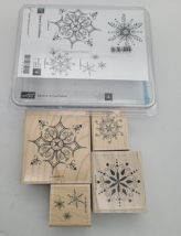 Stampin Up Serene Snowflakes Wood Mounted Rubber Stamp Set Winter Snow J... - $9.50