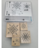 Stampin Up Serene Snowflakes Wood Mounted Rubber Stamp Set Winter Snow J... - $9.50