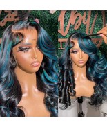 Color: 10A5x5Wig150, Wig Length: 16inch 40cm - Blue Green Highlight Pian... - $1,945.51 MXN