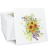 100 Pack Spring Floral Cocktail Napkins, Sunflower Paper Napkins Decorative For  - £19.01 GBP