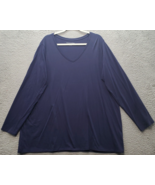 Soft Surroundings Tee Shirt Top Women 2X Navy Solid Stretch Long Sleeve ... - $27.79 CAD