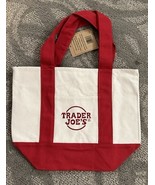 TRADER JOE’S MINI LUNCH TOTE CANVAS BAG RED TRIM NEW Exc - $333.51 MXN
