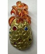 Vintage Retro Golden Pineapple Lucite Plastic Multicolor Rhinestones Bro... - €21,35 EUR