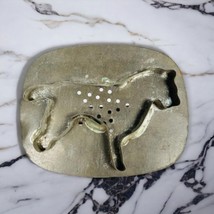 Antique Soldered Tin Cookie Cutter Flat Back w Handle Cat Lion Air Holes 4”x3” - £30.94 GBP