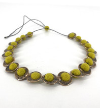 Banana yellow felt ball necklace, statement necklace, art wool necklace w/ bronz - £62.48 GBP