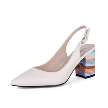 SOPHITINA Women&#39;s High Heel Sandals Pointed Toe Rainbow Colored Chunky Heeled Sl - £86.43 GBP