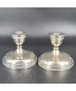 Vintage Nickel Silver Candleholders Pair Silver 4&quot;High 4 1/2&quot; Base Diame... - $16.44