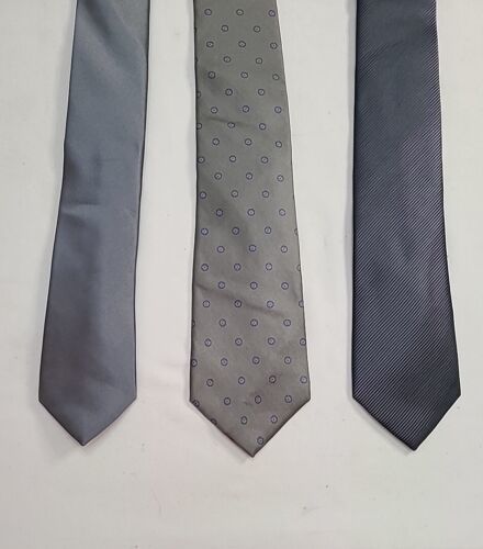 Primary image for Geoffrey Beene Tie Necktie Lot Of 3 1 Silk 2 Polyester Blue Gray Color Scheme