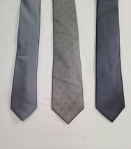 Geoffrey Beene Tie Necktie Lot Of 3 1 Silk 2 Polyester Blue Gray Color Scheme - £14.68 GBP