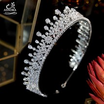 New Cubic Zirconia Princess Crown Hair Accessories Zircon Crystal Royal Queen Pa - £93.03 GBP