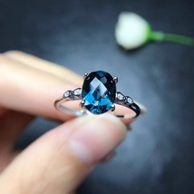 London Blue Topaz Ring Solid 925 Sterling Silver Gemstone Fine Jewelry Women Wed - $71.74