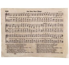 1865 Our Dear Home Victorian Sheet Music Small Page Rare Happy Voices PCBG15A - £19.65 GBP