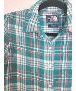 The North Face Green White Pink Plaid Button Down Womans Size Small - $19.34