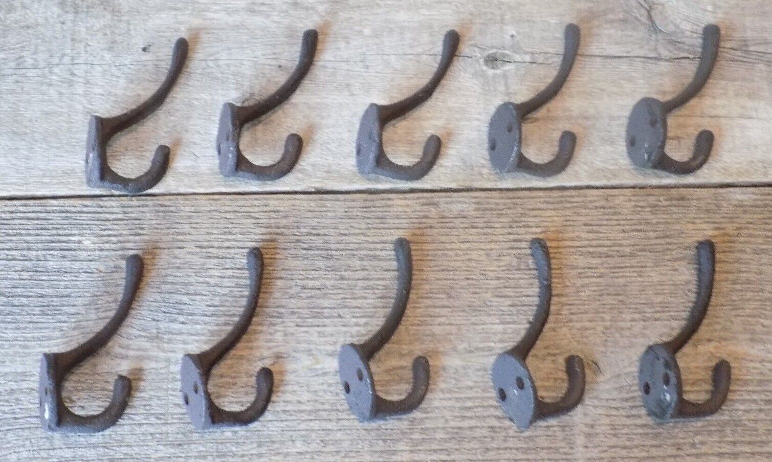 10 COAT HOOKS HAT KEYS POTS PANS DOG LEASH STORAGE ORGANIZATION RUSTIC C... - $15.49
