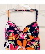 Anne Cole Signature Size 10 Estilo Navy Tropical Print Halter Bandeau Sw... - $54.68 CAD