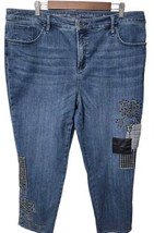Chico&#39;s 3.5(18) SO SLIMMINGGirlfriend Embroidered Patches Ankle Jeans - £24.97 GBP