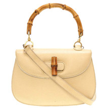 Gucci Bamboo Leather 2way 2way Handbag Ivory - £2,077.52 GBP