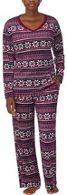 Nautica Women&#39;s 2 Piece Fleece Pajama Sleepwear Set Color: Purple, Size: M - £31.44 GBP