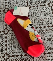 Xhilaration Pembroke Welsh Corgi Dog Ladies Low Cut Socks Maroon Pink Br... - £9.43 GBP