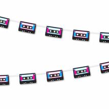 80&#39;s Party Supplies - Cassette Tape Banner Garland Decorations, 7 Feet L... - $15.26