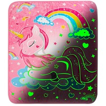 Glow In The Dark Unicorn Blanket, Soft Toddler Kids Throw Blankets For 4... - $29.99