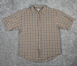 Bugle Boy Shirt Mens XL Brown Plaid Seersucker Summer Comfort Cool 90s Y2K - £15.06 GBP