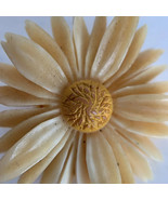 Celluloid Daisy Brooch Pin Costume Jewelry vintage pin back carved cream... - $19.79