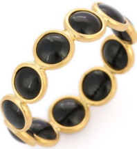 Round Black Onyx Eternity Band Ring in 18k Solid Yellow Gold - £253.66 GBP