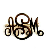 Vintage Embroidered &quot;ASM&quot; Gold Tone Pin Broach - $8.68 CAD