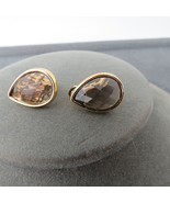 JJG Comfort Clip Earrings Gold Tone Smoky Topaz Color Stone  .75&quot; Tear D... - $337.23 MXN