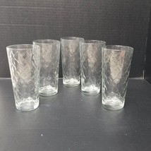 5 Anchor Hocking Glasses Clear Glass Teardrop Diamond Drinking Glass Set - $15.84