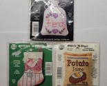 NMI Stitch N Stuff Counted Cross Stitch 3 Kits Potato, Friends, Rabbit S... - $19.79