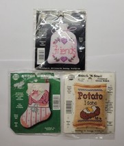 NMI Stitch N Stuff Counted Cross Stitch 3 Kits Potato, Friends, Rabbit S... - $19.79