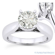 Round Cut Moissanite 14k White Gold Cathedral Setting Solitaire Engagement Ring - £908.97 GBP+