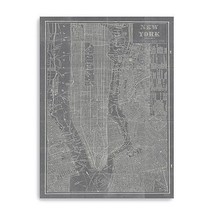 48" x 32" Gray and White Aerial New York Map Canvas Wall Art - $3,357.11 MXN