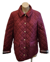 BURBERRY LONDON Burgundy Westbridge Diamond Quilted Jacket - Size Medium - $369.00