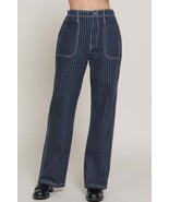 Women&#39;s Stripe Stretch Denim Straight Pants - $34.00